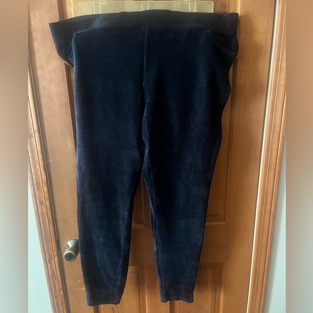 Pull on corduroy leggings - navy blue